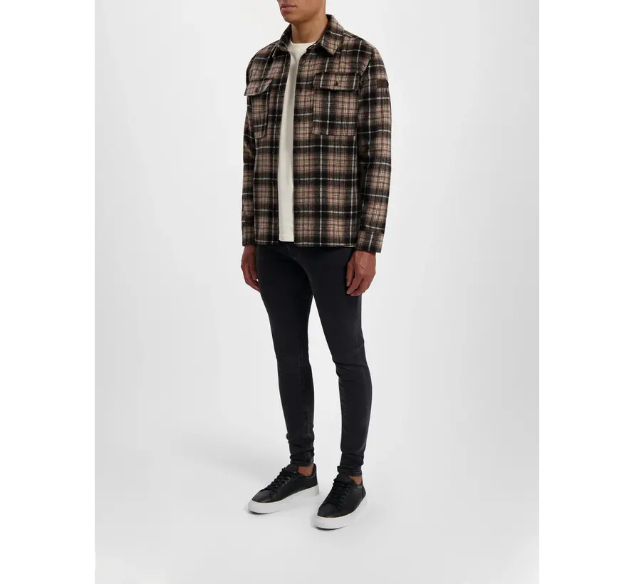 Wool look check over shirt Brown (23030207 - 000049)