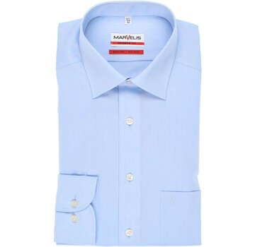 Marvelis strijkvrij overhemd modern fit uni licht blauw (4704-64-11N)