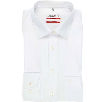 Marvelis strijkvrij overhemd Modern Fit Mouwlengte 7 uni wit (4700-69-00N)