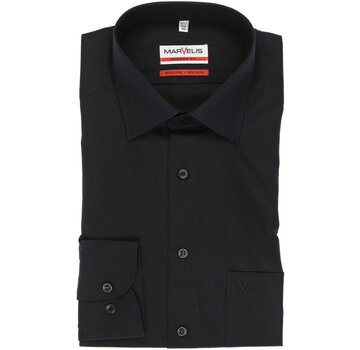 Marvelis strijkvrij overhemd modern fit uni zwart (4700-64-68N)