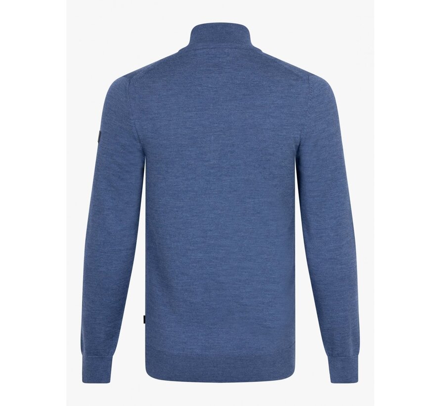 Merino Half Zip Pullover Mid Blue Melange (118235002 - 653000)