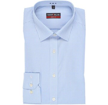 Marvelis strijkvrij overhemd body fit ruit blauw (8726-64-11N)