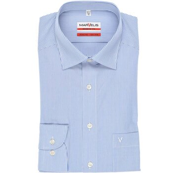 Marvelis strijkvrij overhemd modern fit streep blauw (7754-64-15N)