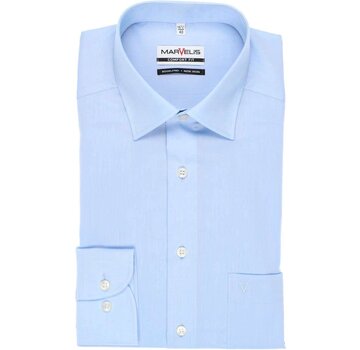 Marvelis strijkvrij overhemd comfort fit uni licht blauw (7959-64-11N)