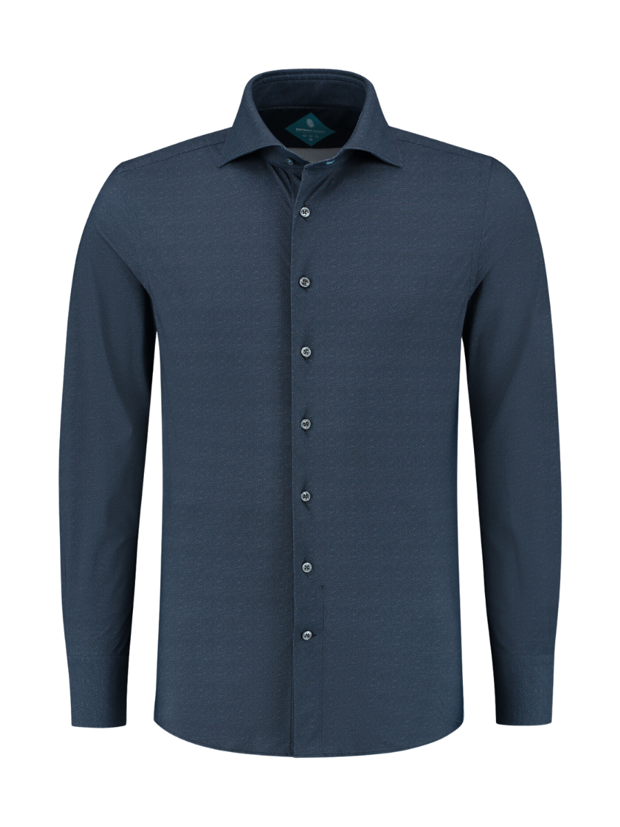 District Indigo Overhemd Performance Twill Navy Blauw District Indigo