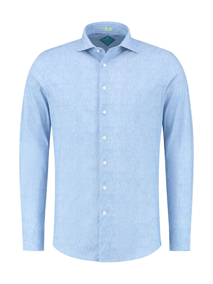 District Indigo Overhemd Performance Licht Blauw Gemêleerd District Indigo