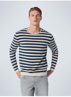 No Excess Pullover Crewneck Melange Stripes Carbon Blue (19210106 - 179) L