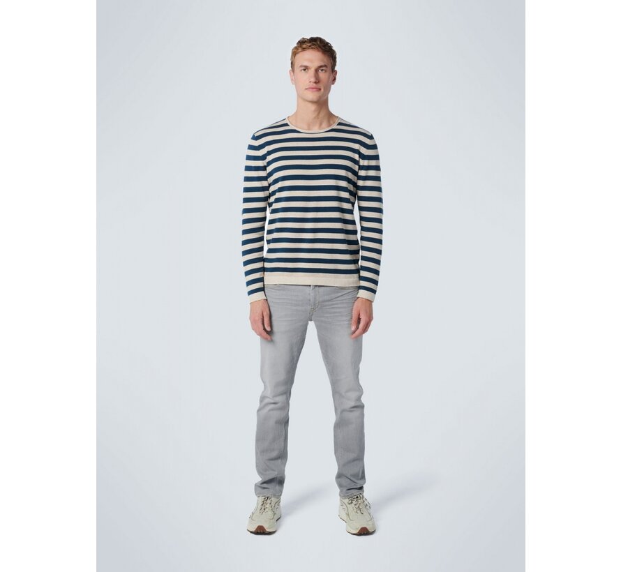 Pullover Crewneck Melange Stripes Carbon Blue (19210106 - 179) L