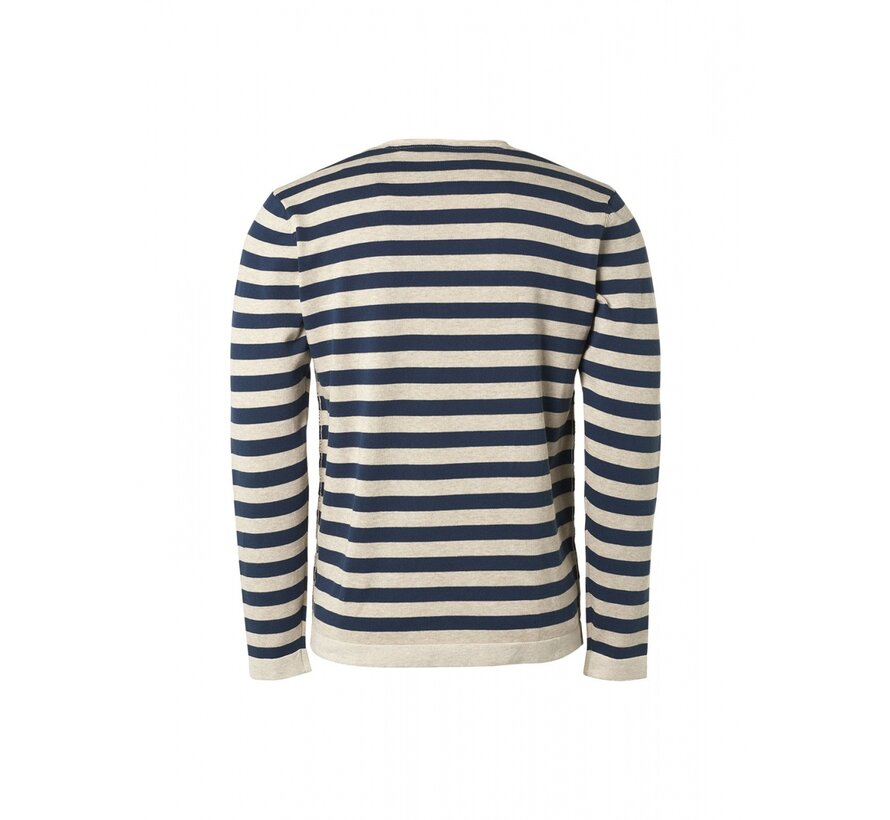 Pullover Crewneck Melange Stripes Carbon Blue (19210106 - 179) L