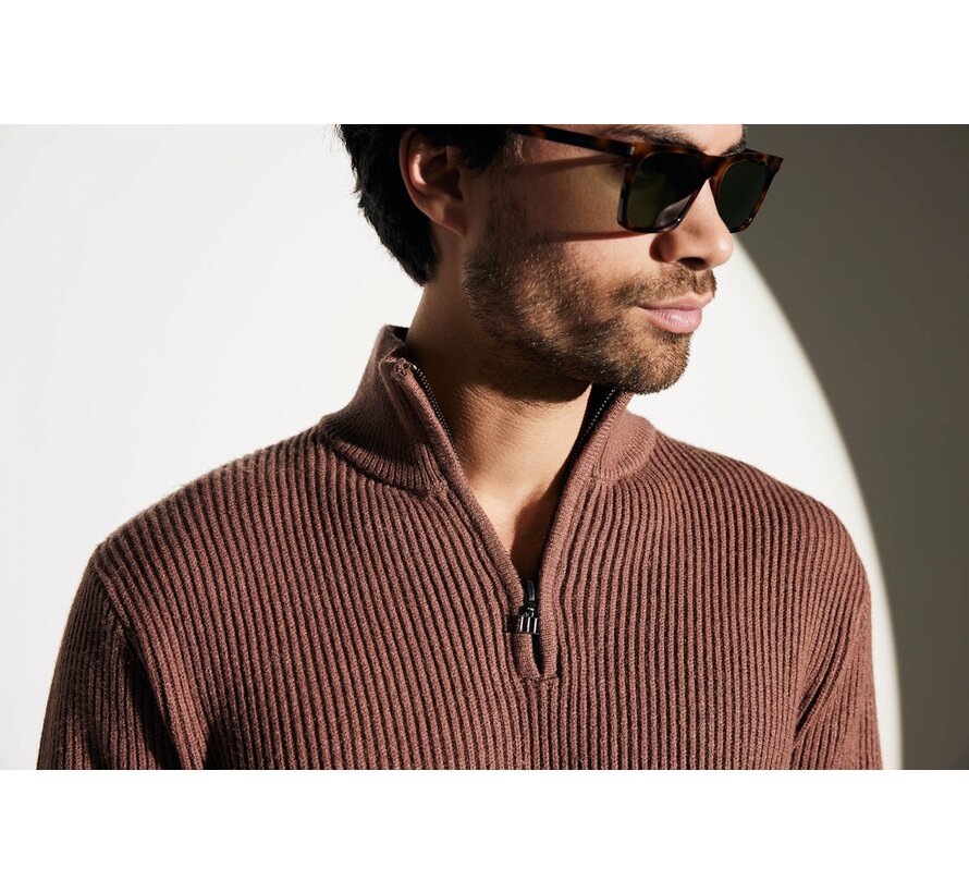 TRESANTI BACCA Pullover with half zipper Light brown (TRKWHE084 - 401)