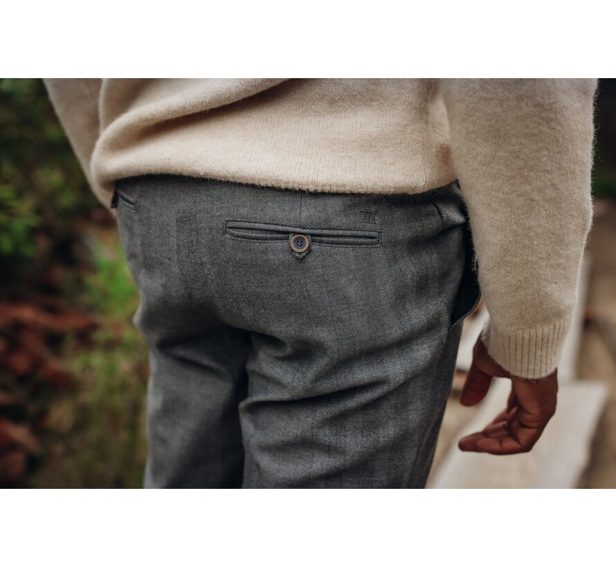 BOLOGNA Big herringbone trouser Grey (TRPAHE114 - 200)