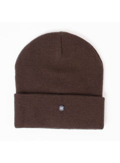 Tresanti SVEN Fine knitted beanie with rubber logo III Dark brown (TRHTGE074 - 402)