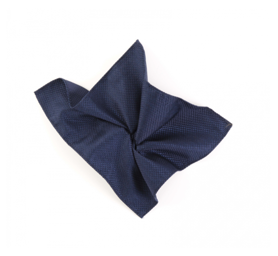 Classic Ribbed Pocket Square Navy (TRHAZZ001 - 803)