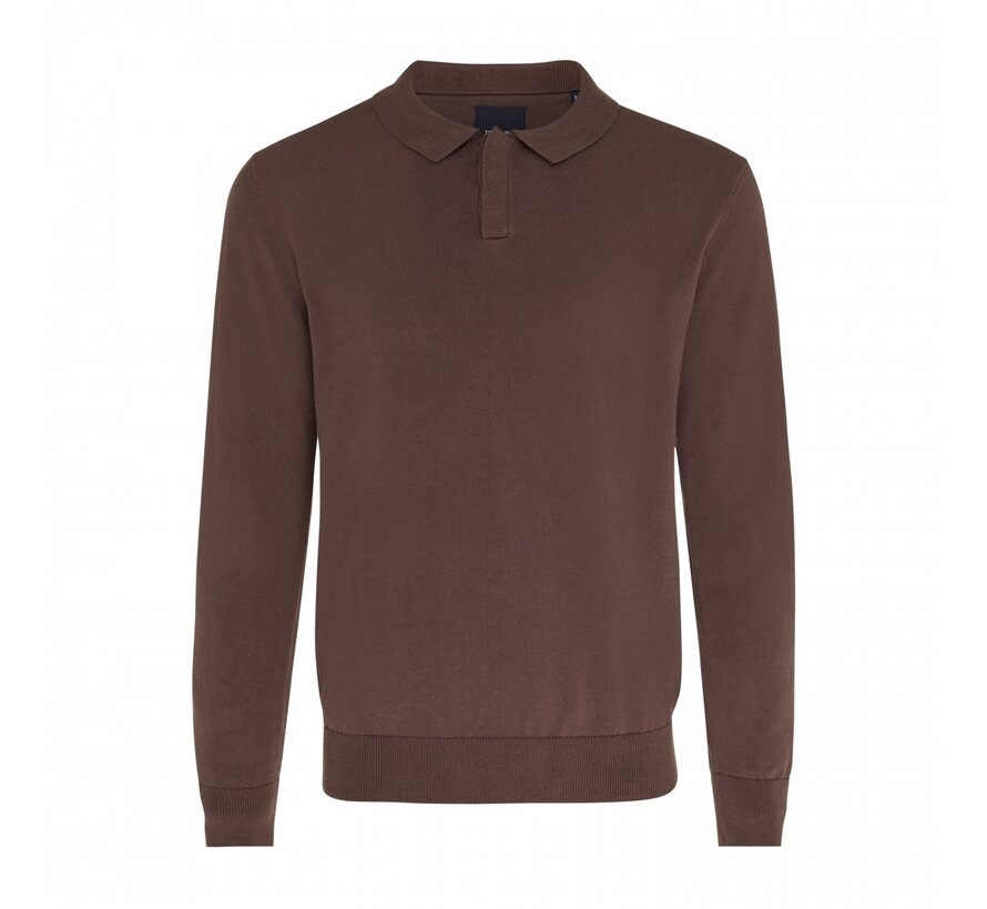 SETH Pullover with hidden buttons Dark brown (TRKWGE049 - 402)