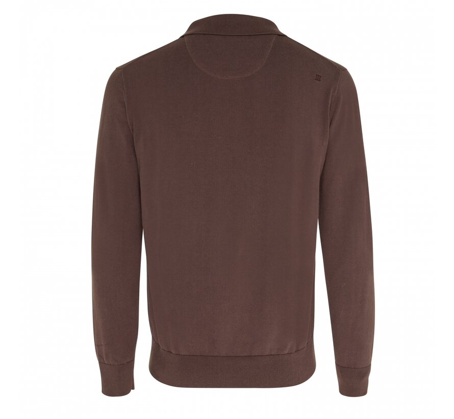 SETH Pullover with hidden buttons Dark brown (TRKWGE049 - 402)