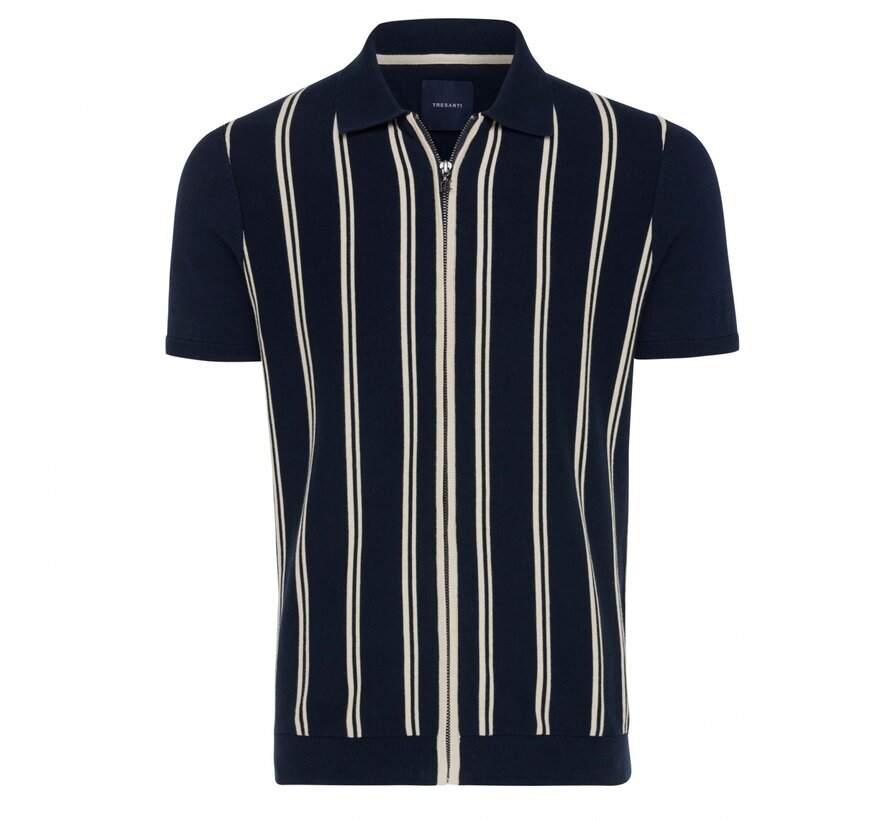 BRANDY Multi stripe short sleeve pullover with multi stripe pattern Navy (TRKWGA039 - 803)