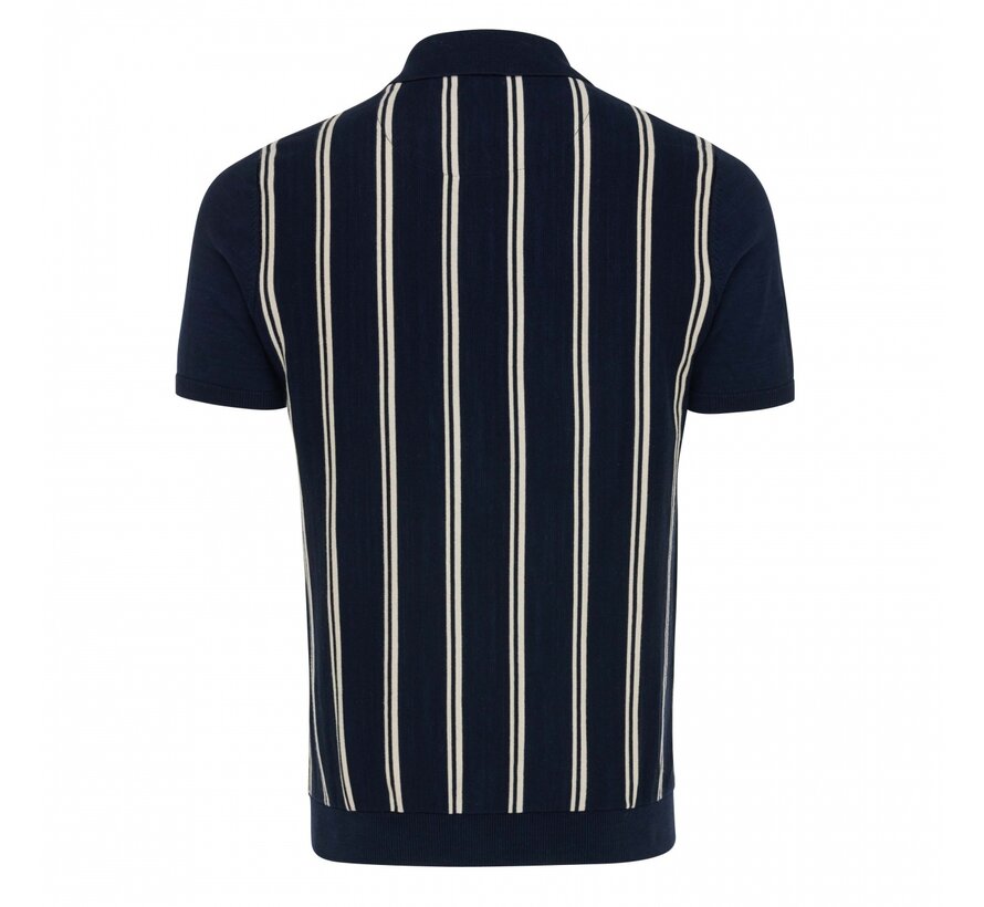 BRANDY Multi stripe short sleeve pullover with multi stripe pattern Navy (TRKWGA039 - 803)