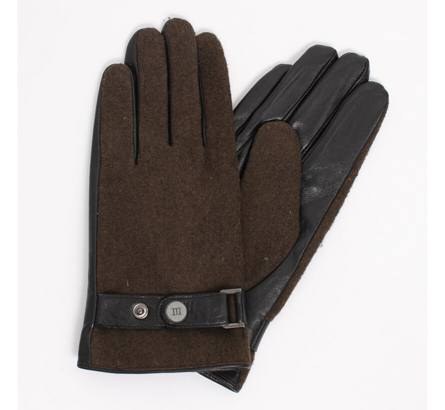 BEPPIE Flanel uni gloves Dark brown (TRGLHE071 - 402)