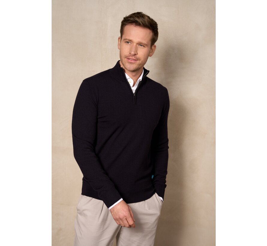 Merino/Stretch Trui Half-Zip Navy (7.32.501.560 - 010)