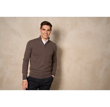 District Indigo Merino/Stretch Trui Half-Zip Taupe (7.32.501.560 - 048)