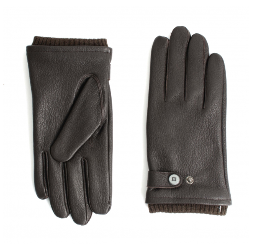 SANTO Sheepskin leather gloves lined Dark brown (TRGLGE067 - 402)