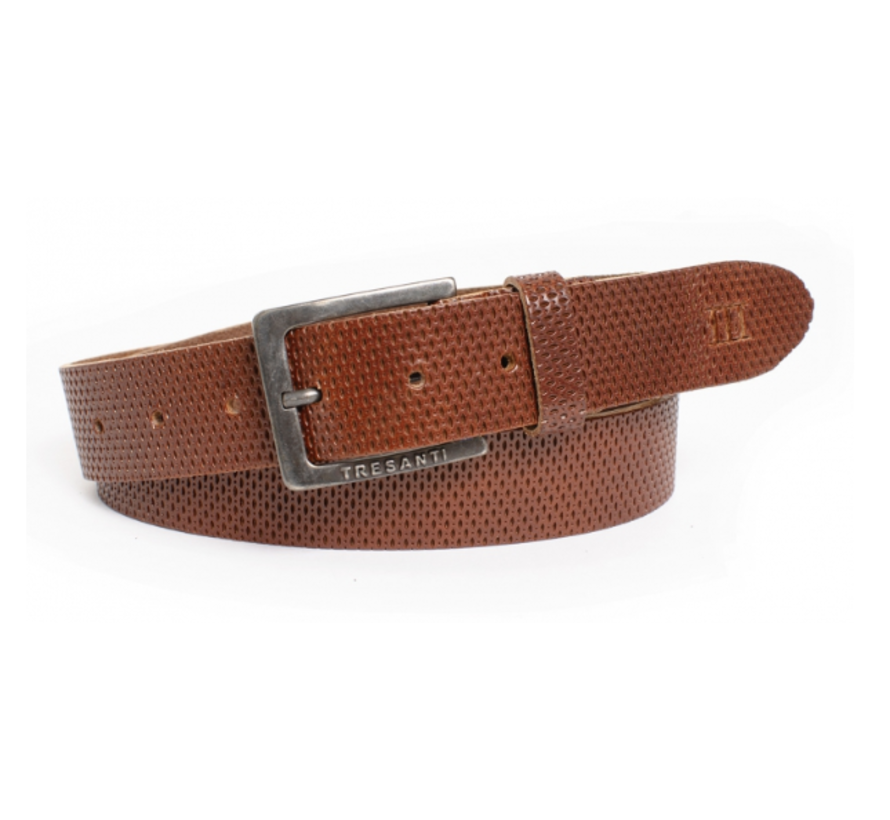 ZACK Geperforeerde leren riem Cognac (TRBEZZ003 - 403)