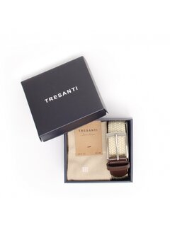 Tresanti ZENO I Giftbox braided belt and bamboo socks Beige (TRCOZZ001 - 101)