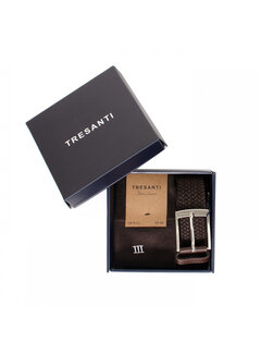 Tresanti ZENO I Giftbox braided belt and bamboo socks Brown (TRCOZZ001 - 400)