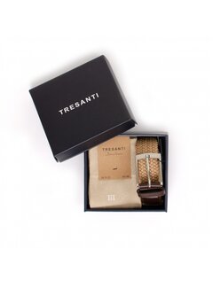 Tresanti ZENO I Giftbox braided belt and bamboo socks Cognac (TRCOZZ001 - 403)