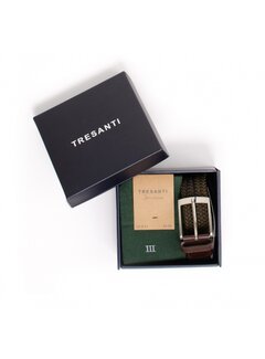 Tresanti ZENO I Giftbox braided belt and bamboo socks Olive  (TRCOZZ001 - 905)