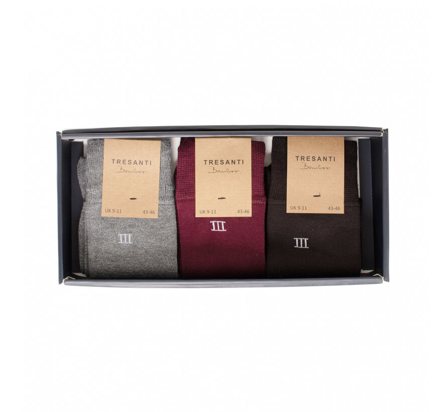 ZOLA I Giftbox bamboo socks 3 pcs Burgundy (TRCOZZ002 - 602)