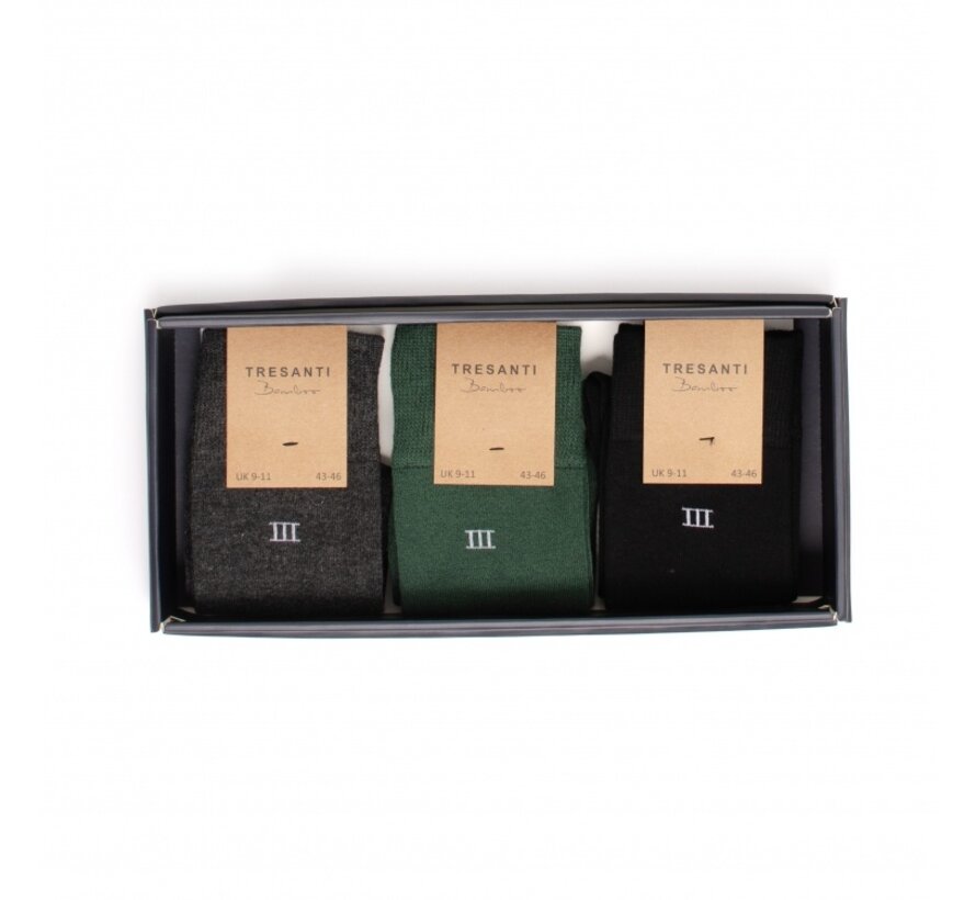 ZOLA I Giftbox bamboo socks 3 pcs Green (TRCOZZ002 - 900)