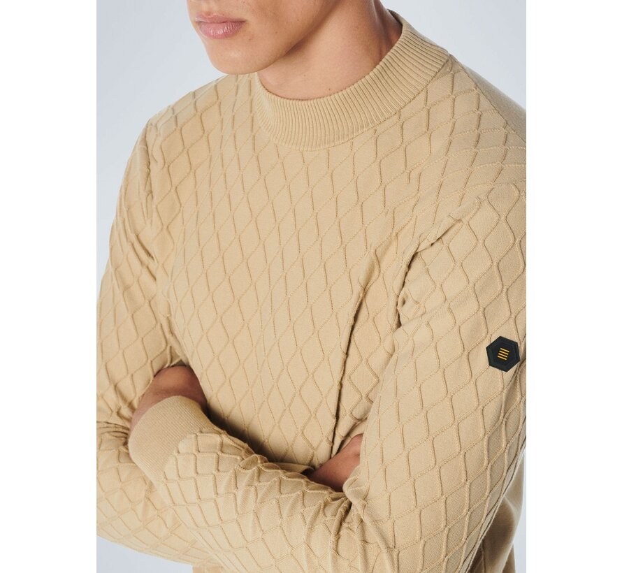 Pullover Crewneck Jacquard Mix Knit Solid Stone (21210819 - 014)