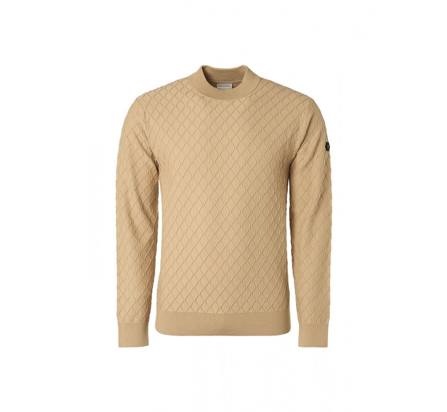 Pullover Crewneck Jacquard Mix Knit Solid Stone (21210819 - 014)