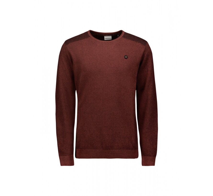 Pullover Crewneck 2 Coloured Jacquard Dark Red (21230821SN - 062)