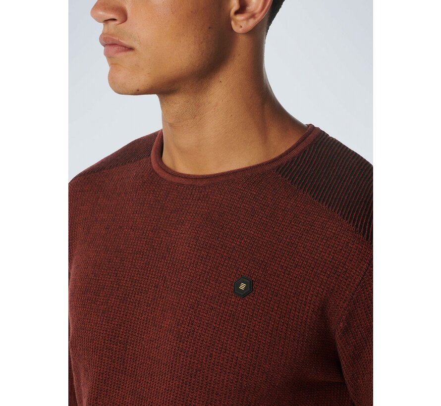 Pullover Crewneck 2 Coloured Jacquard Dark Red (21230821SN - 062)