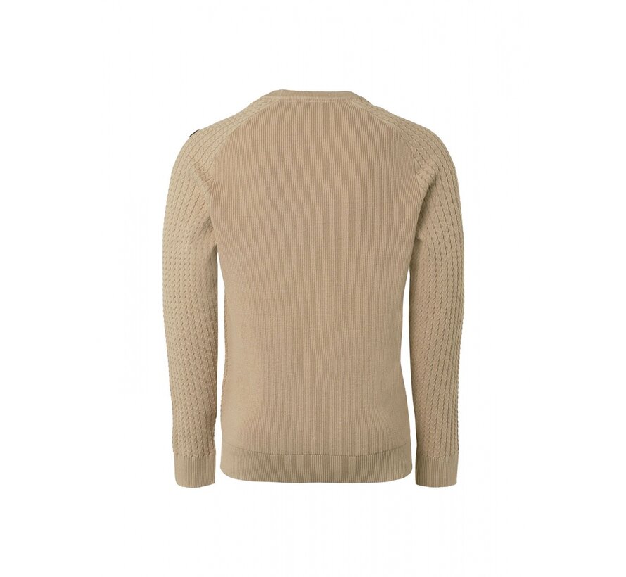 Pullover Crewneck Solid Jacquard Rib Stone (21230923 - 014)