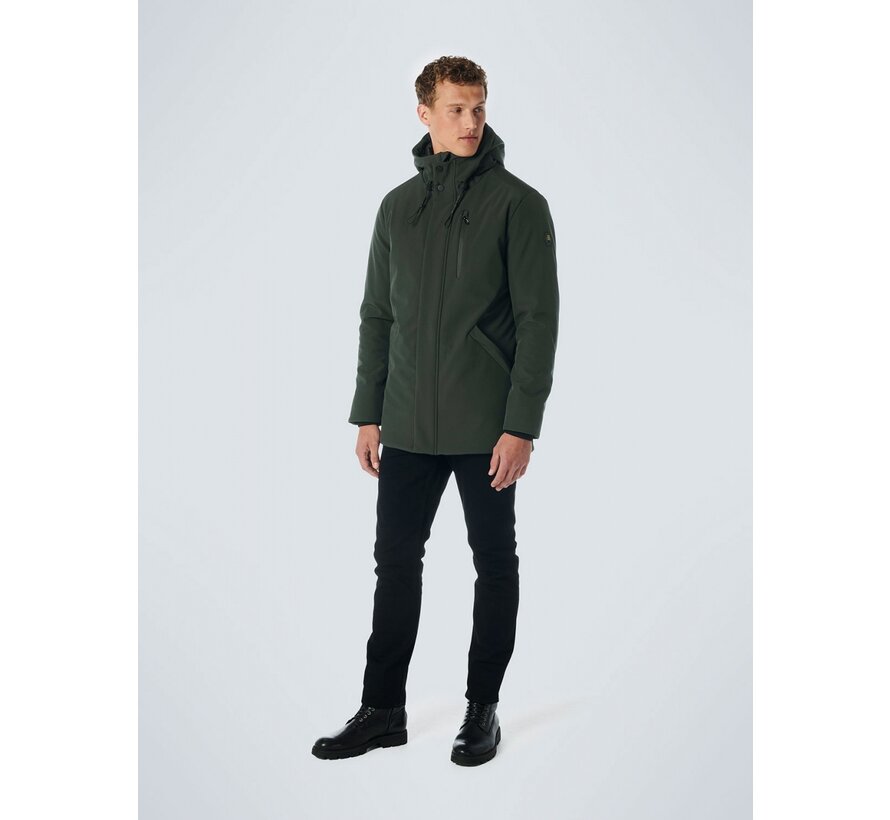 Winterjas Mid Long Fit Hooded Softshell Stretch Dark Green (21630818SN - 052)