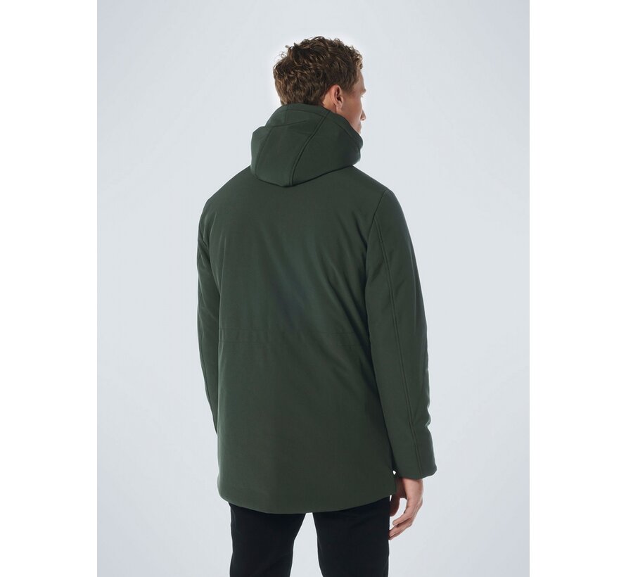Winterjas Mid Long Fit Hooded Softshell Stretch Dark Green (21630818SN - 052)