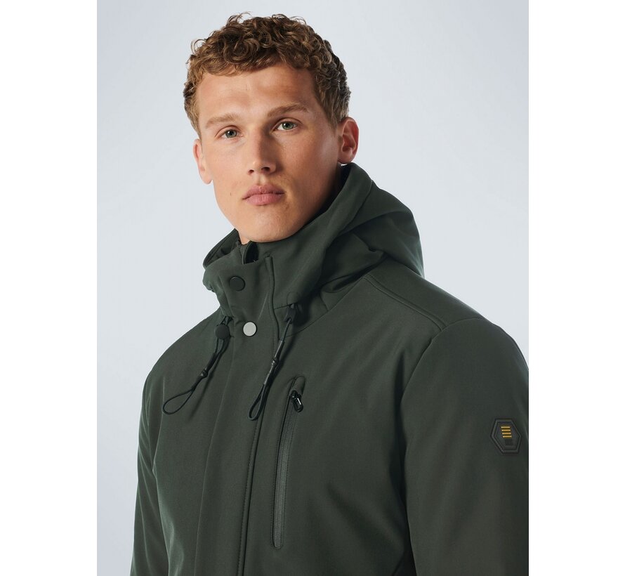 Winterjas Mid Long Fit Hooded Softshell Stretch Dark Green (21630818SN - 052)