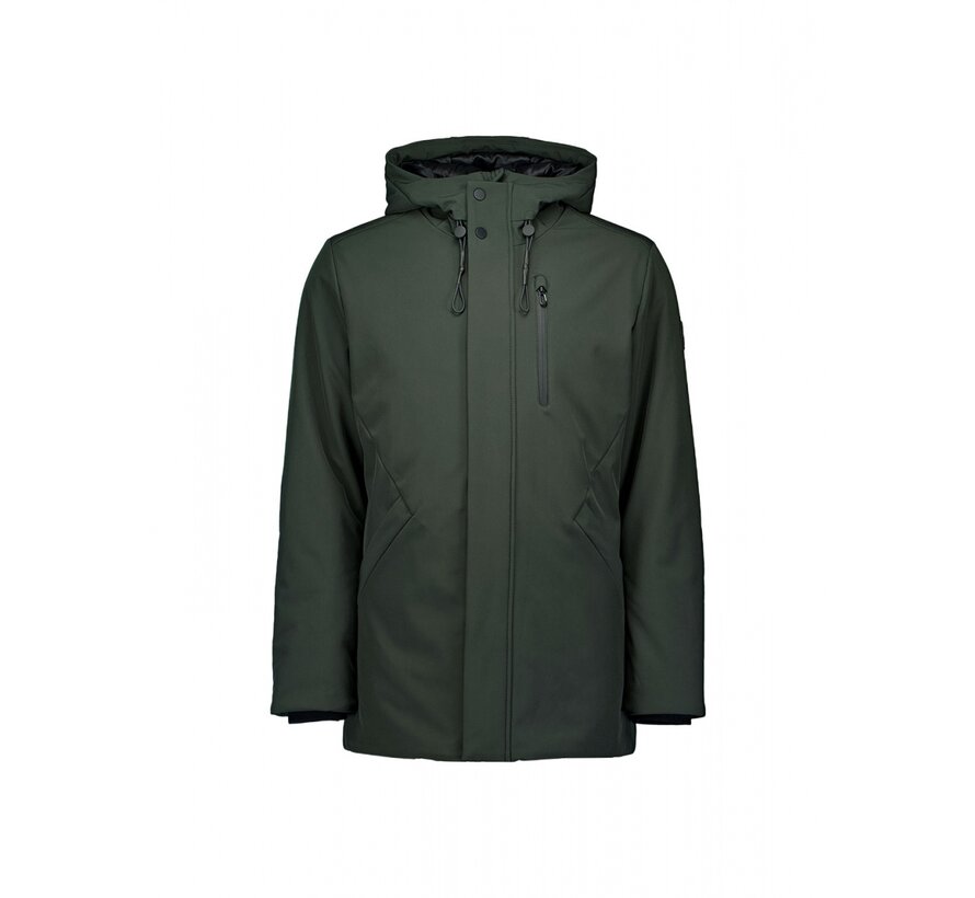 Winterjas Mid Long Fit Hooded Softshell Stretch Dark Green (21630818SN - 052)