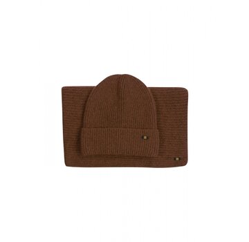 No Excess Beenie + Scarf Rib Knit Set Caramel (21950902 - 048)