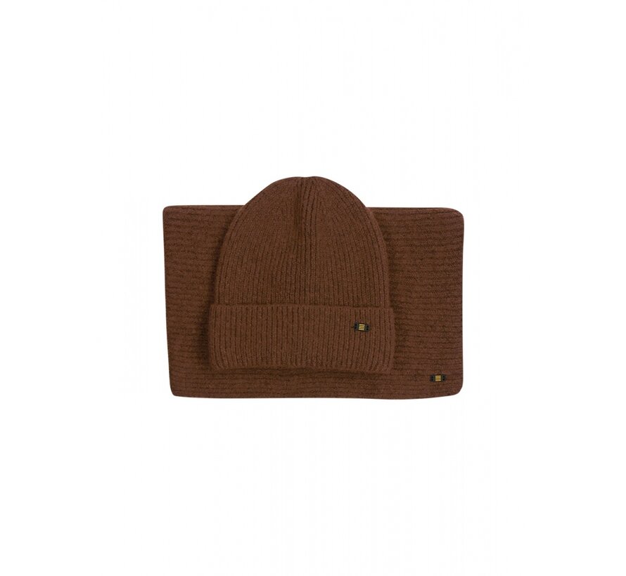 Beenie + Scarf Rib Knit Set Caramel (21950902 - 048)