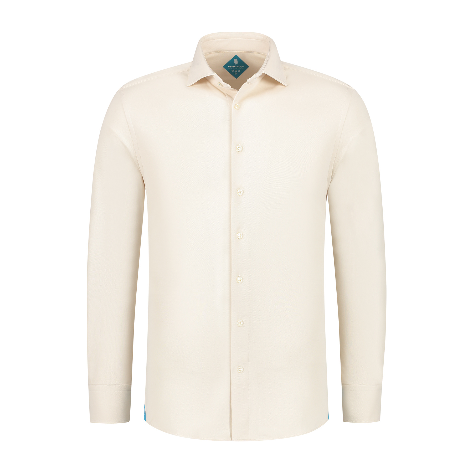 District Indigo Overhemd Pique Performance Beige District Indigo