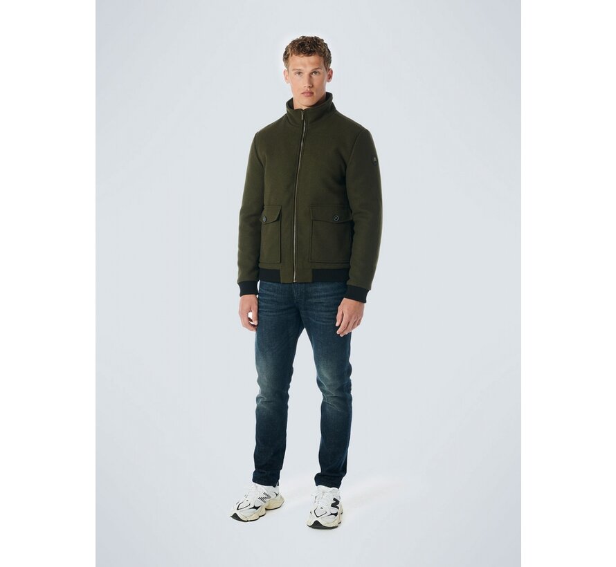 Jacket Short Fit With Wool 2 Coloured Twill Dark Army (21630809 -  059)