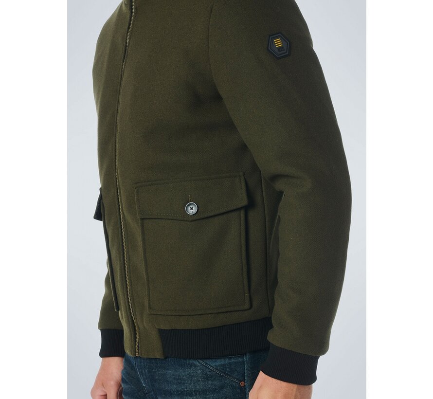 Jacket Short Fit With Wool 2 Coloured Twill Dark Army (21630809 -  059)