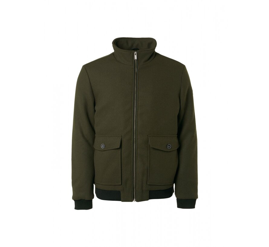Jacket Short Fit With Wool 2 Coloured Twill Dark Army (21630809 -  059)
