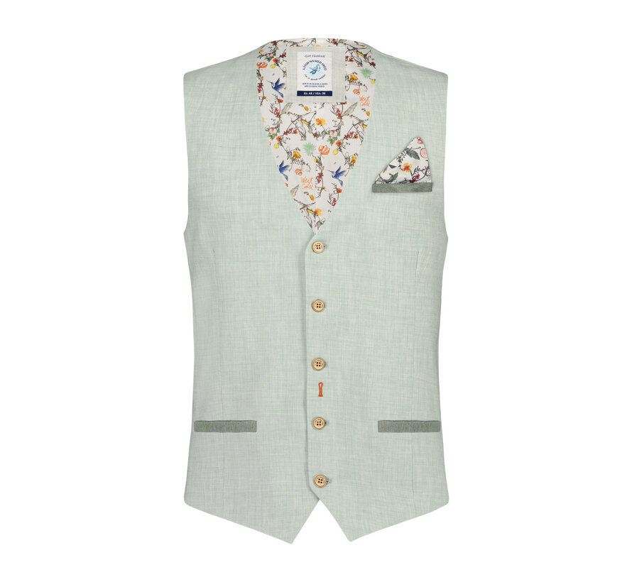 Waistcoat linen look Olive Green (28.132.302)