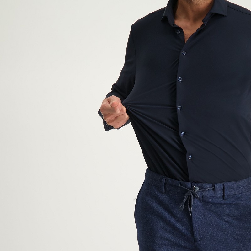 Blue Industry Overhemd Lounge Jersey Shirt NAVY   Blue Industry