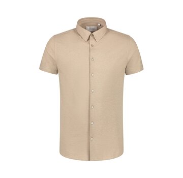 Pure Path Slim fit Overhemd korte mouw Sand (24010214 - 46)